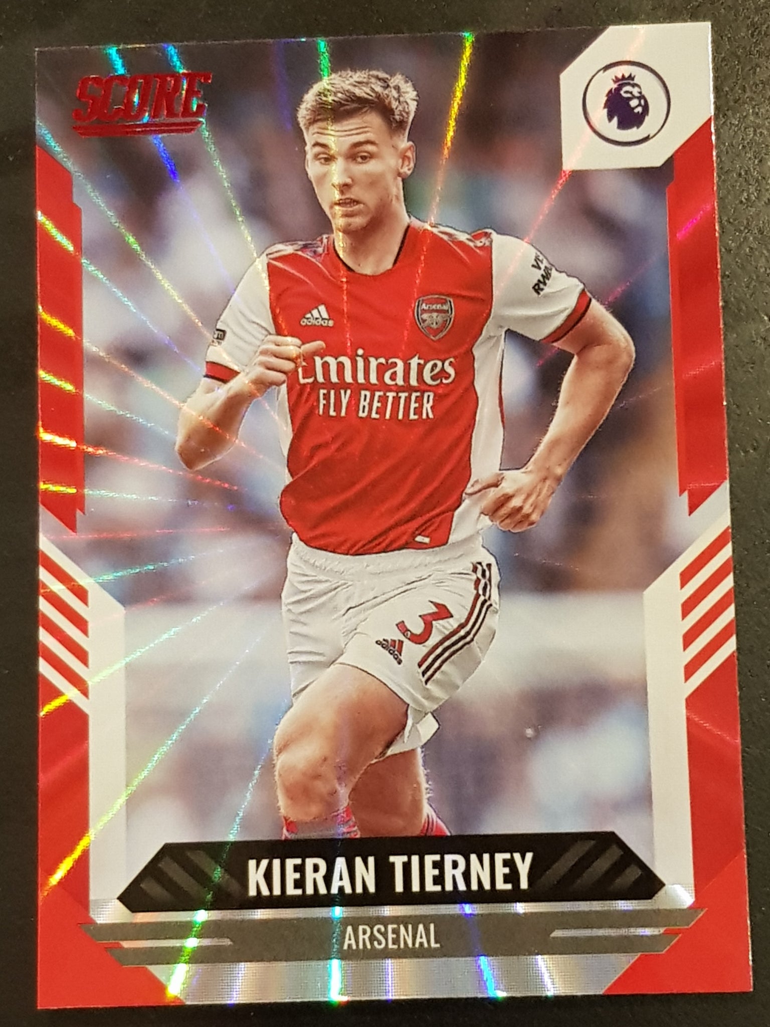 2021-22 Panini Score Premier League Kieran Tierney #192 Red Laser Parallel Trading Card