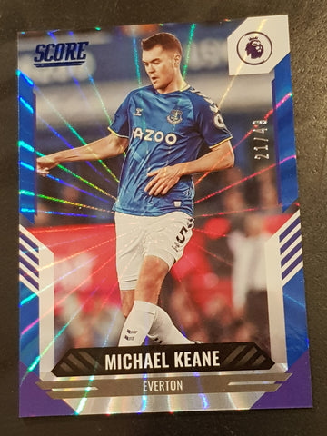 2021-22 Panini Score Premier League Michael Keane #108 Blue Laser Parallel /49 Trading Card