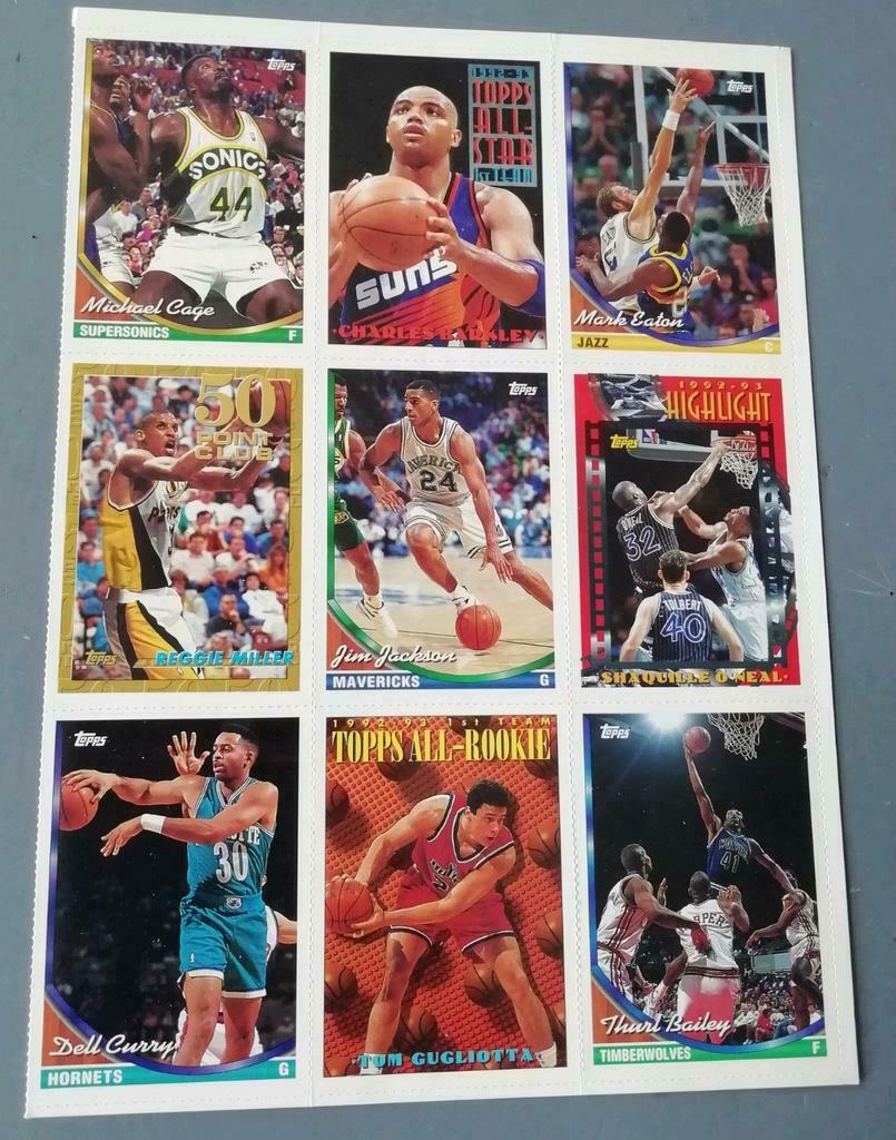 Topps 1993-94 Basketball Uncut 9-Card Sheet