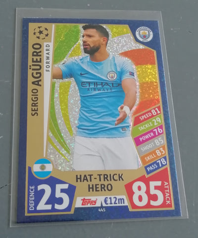 2017-18 Topps Match Attax Champions League Sergio Aguero #445 Trading Card