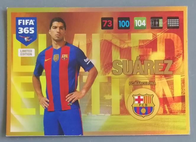 2016-2017 Panini Adrenalyn FIFA 365 Luis Suarez XXL Limited Edition Trading Card