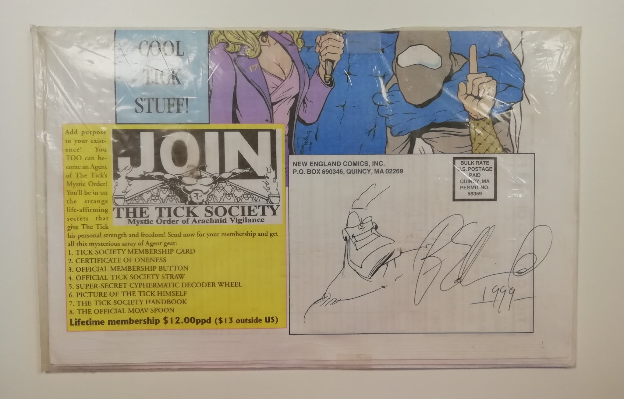 Tick 1999 Official Catalog Signed & Sketched by Ben Edlund