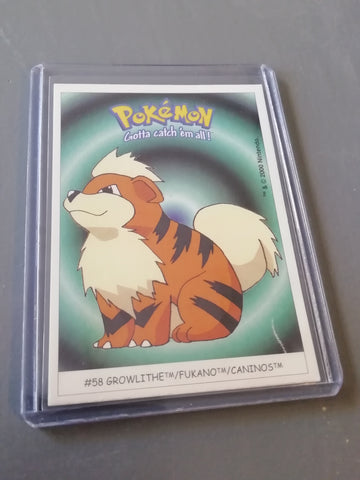 Pokemon #58 - Growlithe Dunkin Trading Card Sticker NM