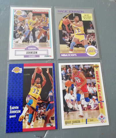 4x Magic Johnson NBA Basketball Trading Card Lot