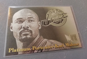 1996-97 Fleer Metal Karl Malone Platinum Portraits Trading Card NM