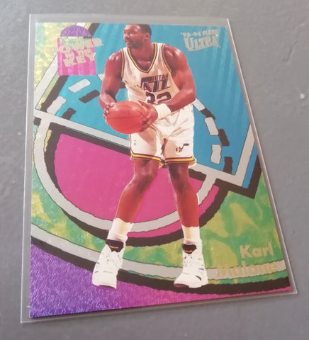 1993-94 Fleer Ultra Basketball Karl Malone Power of the Key Trading Card EX