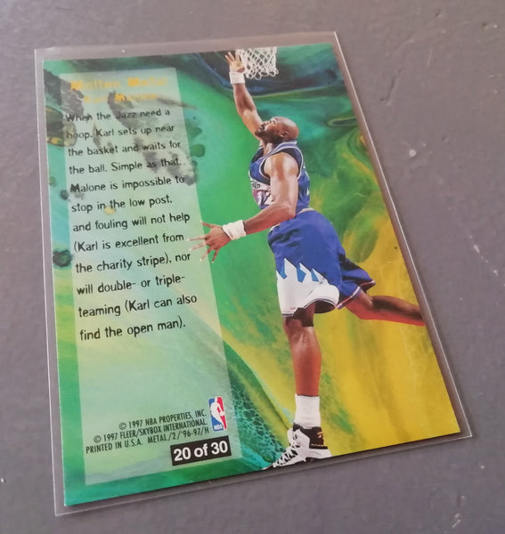 1996-97 Fleer Metal Basketball Karl Malone Molten Metal Trading Card