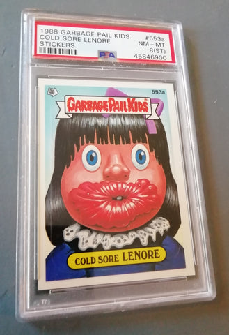 Garbage Pail Kids Original Series 14 #553a - Cold Sore Lenore PSA 8 Sticker