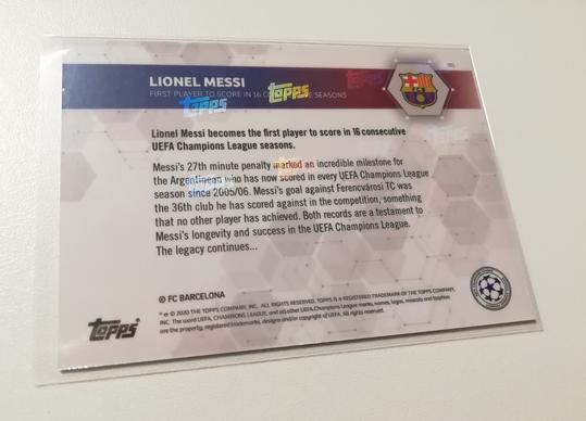 2020-21 Topps Now Champions League Lionel Messi #1 Trading Card