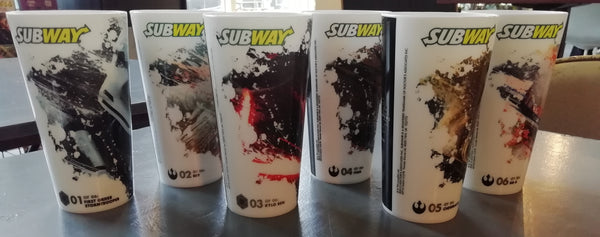 Star Wars the Force Awakens - Set of (6) Subway 16 oz. Promo Cups