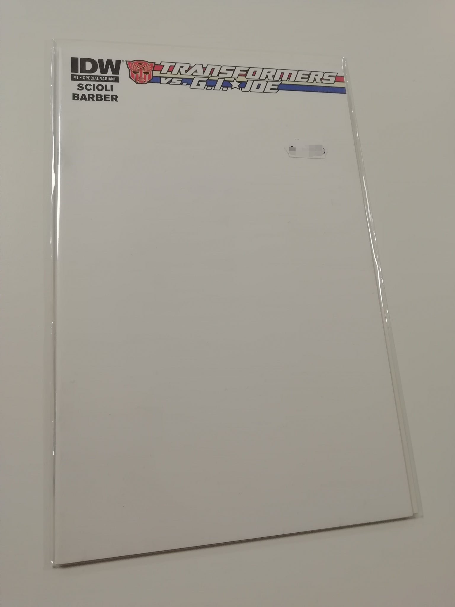 Transformers vs GI Joe #1 NM Blank Variant Cover