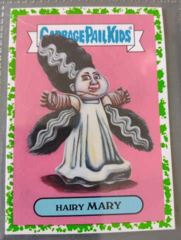 Garbage Pail Kids Oh the Horror-Ible Classic Film Monster #6a - Hairy Mary Green Puke Parallel Trading Card