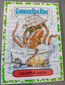 Garbage Pail Kids Oh the Horror-Ible Folklore Monster #4b - Gianna Squid Green Puke Parallel Trading Card