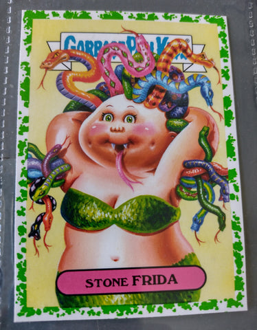Garbage Pail Kids Oh the Horror-Ible Folklore Monster #9a - Stone Frida Green Puke Parallel Trading Card