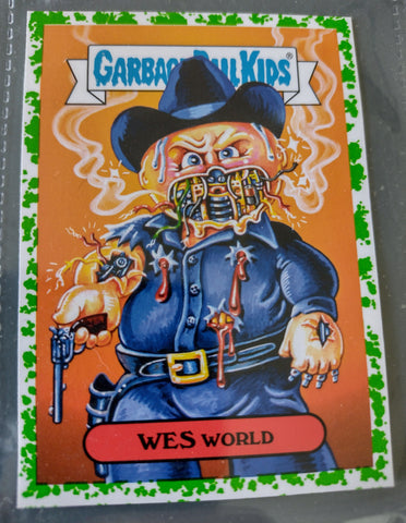 Garbage Pail Kids Oh the Horror-Ible Modern Sci-Fi #5a - Wes World Green Puke Parallel Trading Card