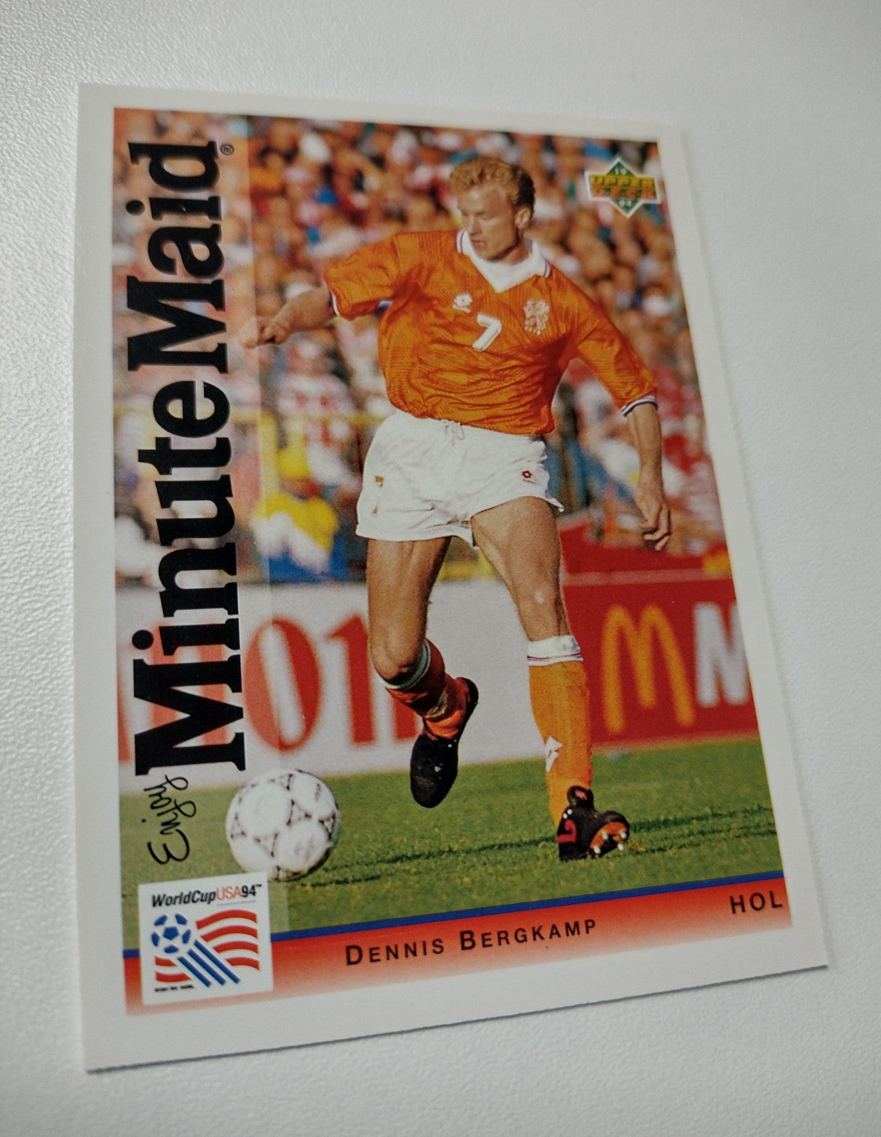 1994 Upper Deck World Cup USA 94 Minute Maid Dennis Bergkamp #24 Rookie Promo Card