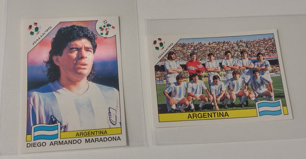 Panini World Cup Story Sonric's Diego Maradona #224 + Argentina Team #220 Sticker Lot
