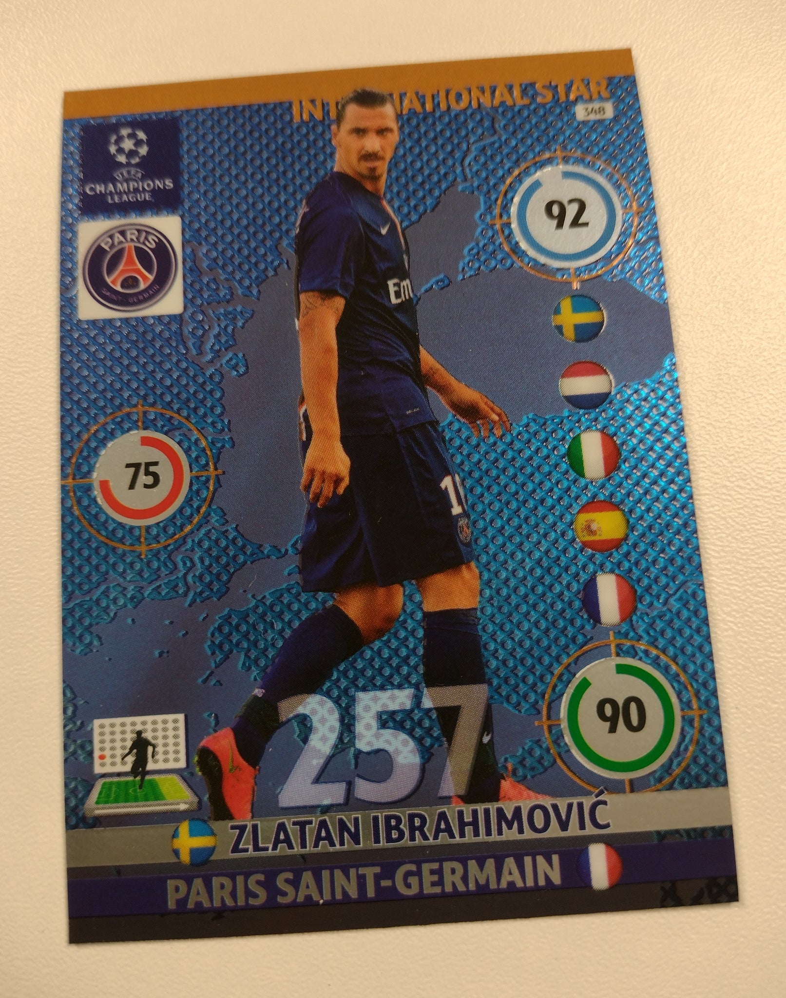 2014-2015 Panini Adrenalyn Champions League Zlatan Ibrahimovic #348 International Star Trading Card