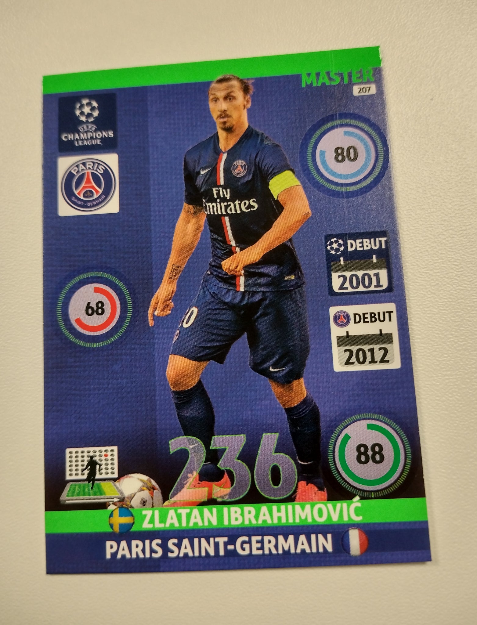 2014-2015 Panini Adrenalyn Champions League Zlatan Ibrahimovic #207 Master Trading Card