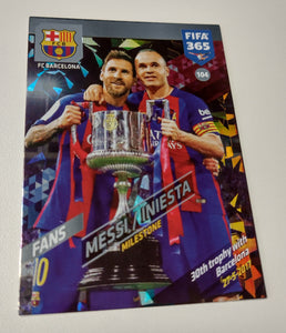 2018 Panini Adrenalyn FIFA 365 Messi/Iniesta MILESTONE #104 Trading Card