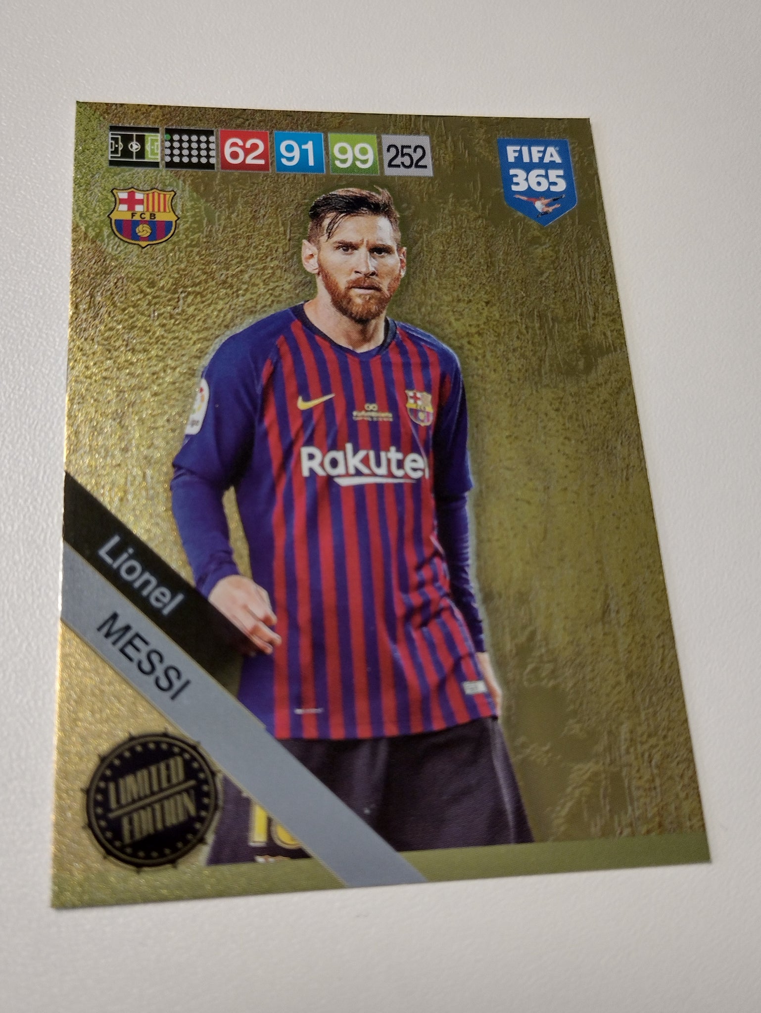 2018 Panini Adrenalyn FIFA 365 Lionel Messi Limited Edition Trading Card