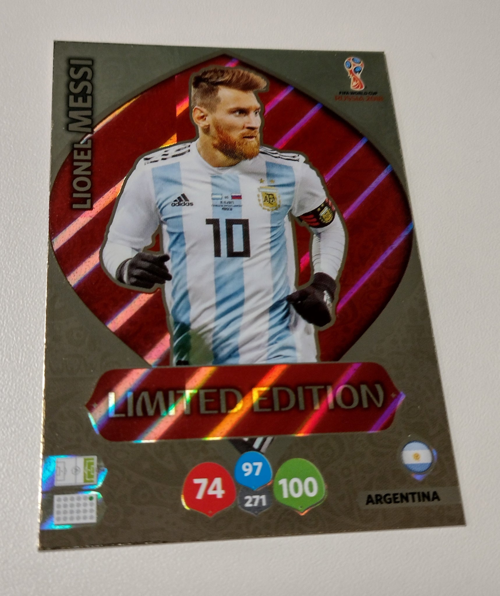 Panini Adrenalyn World Cup Russia 2018 Lionel Messi Limited Edition Trading Card