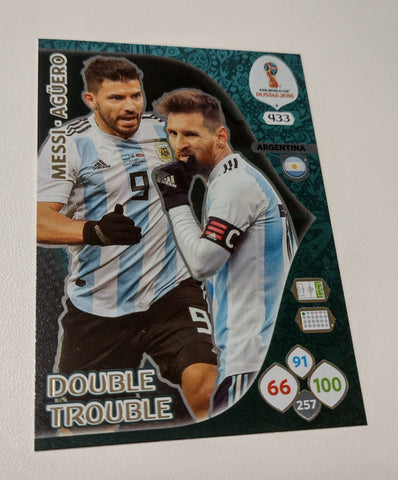 Panini Adrenalyn World Cup Russia 2018 Messi/Aguero DOUBLE TROUBLE #433 Trading Card