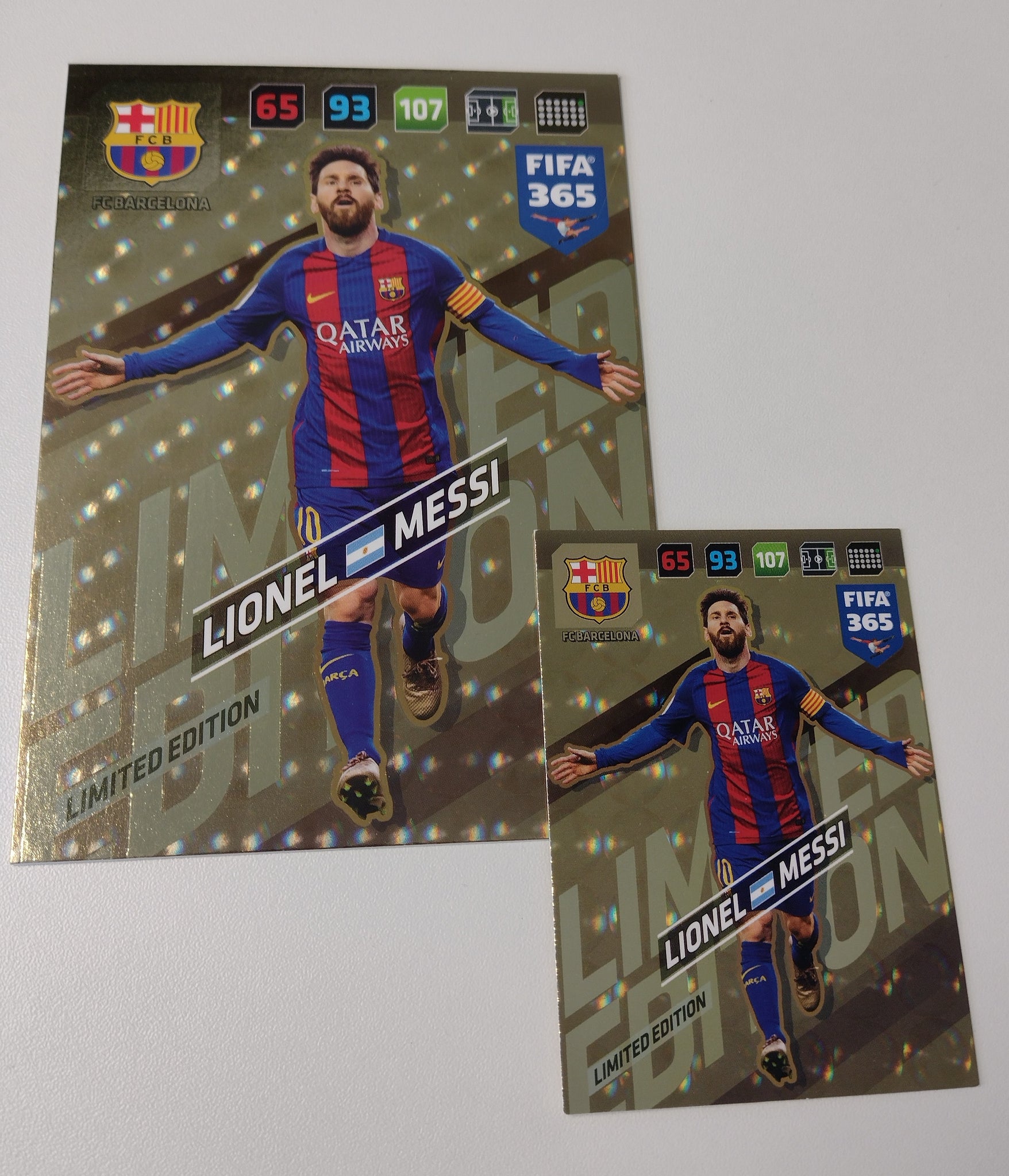 2017-18 Panini Adrenalyn FIFA 365 Lionel Messi Limited Edition Trading Card Set (XL+XXL)
