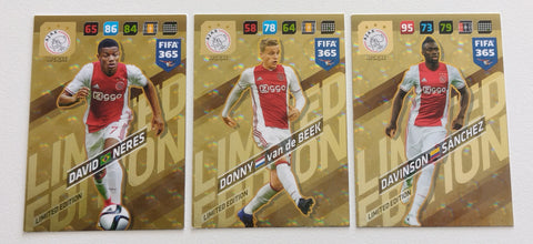 3x Panini Adrenalyn 2018 FIFA 365 AFC Ajax Limited Edition Trading Card Lot