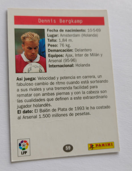 1996 Panini Estrellas Europeas Dennis Bergkamp #59 Trading Card