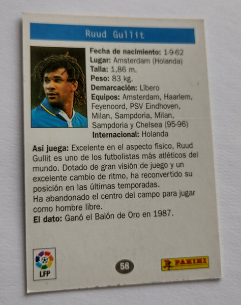 1996 Panini Estrellas Europeas Ruud Gullit #58 Trading Card