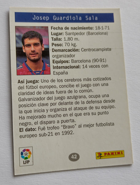 1996 Panini Estrellas Europeas Joseph Guardiola #42 Trading Card