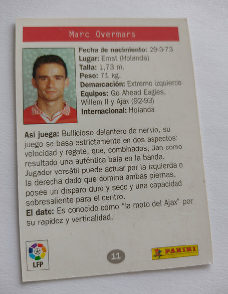 1996 Panini Estrellas Europeas Marc Overmars #11 Trading Card