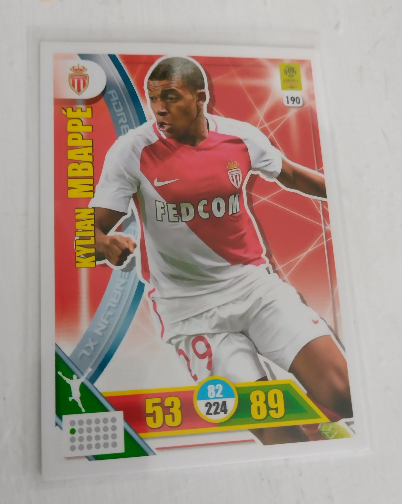 2017 Panini Adrenalyn Ligue 1 Kylian Mbappe #190 Rookie Card