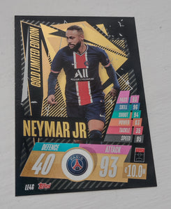 neymar jr limited edition card 2020-21 Topps Match Attax Champions League Neymar Jr. #LE4G Limited Edition Gold Trading Card