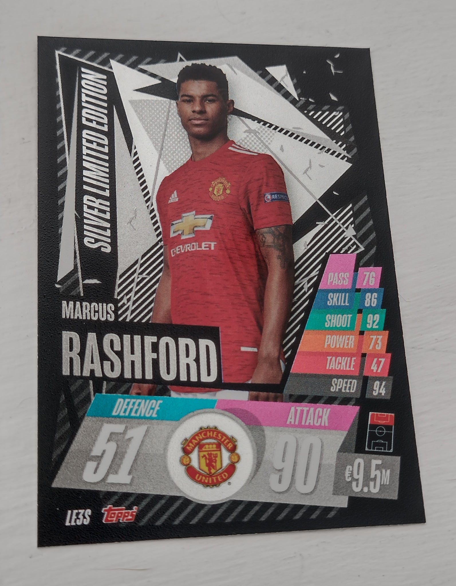 2020-21 Topps Match Attax Champions League Marcus Rashford #LE3S Limited Edition Silver Trading Card