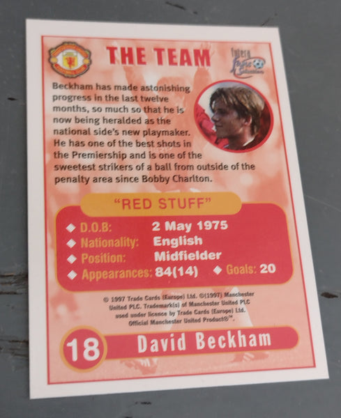 1997 Futera Fans Selection Manchester United David Beckham #18 Rookie Card