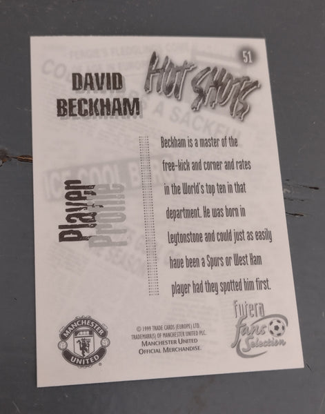 1999 Futera Fans Selection Manchester United David Beckham #51 Trading Card