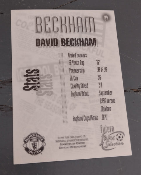 1999 Futera Fans Selection Manchester United David Beckham #84 Trading Card