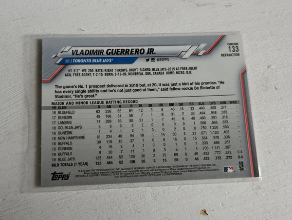 2020 Topps Chrome Baseball Vladimir Guerrero Jr. #133 Pink Refractor Trading Card