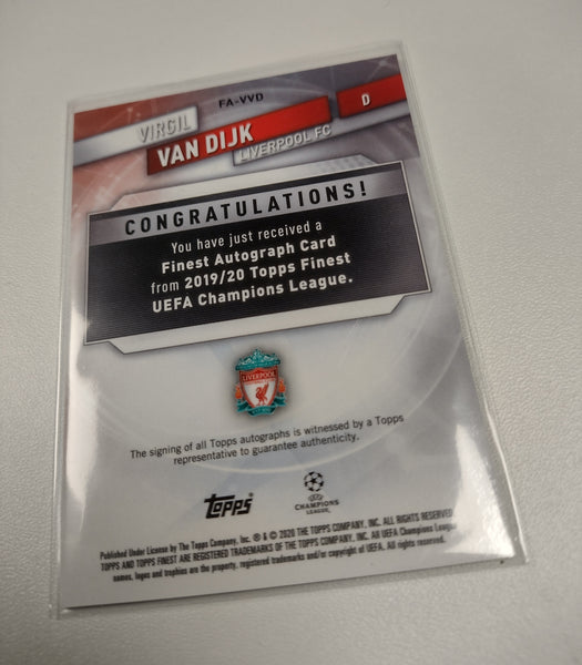 2019-20 Topps Finest UEFA Champions League Virgil van Dijk Refractor Autograph Trading Card