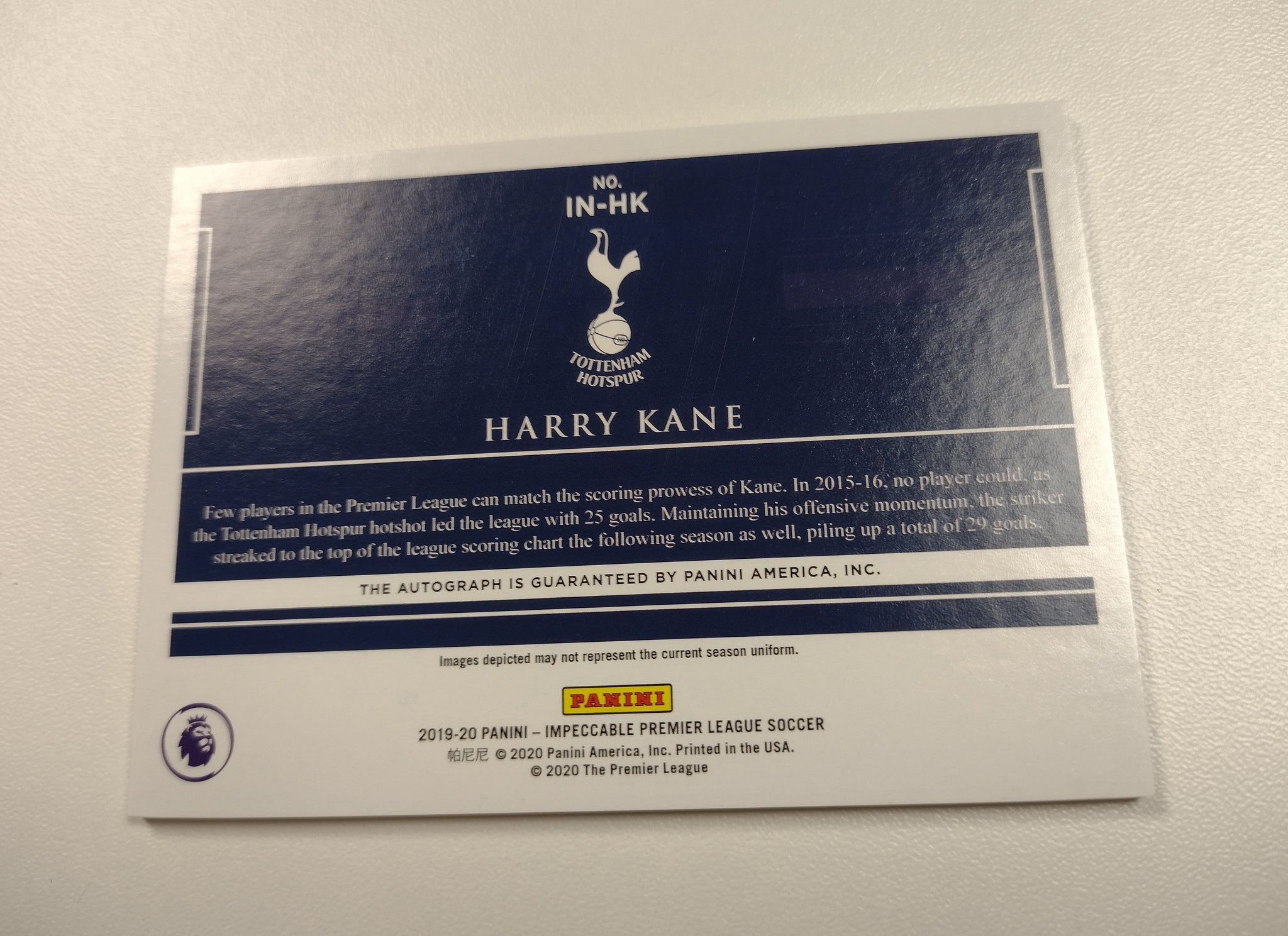 2019-20 Panini Impeccable Premier League Soccer Harry Kane
