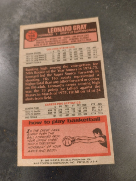 1976-77 Topps Leonard Gray #136 Trading Card