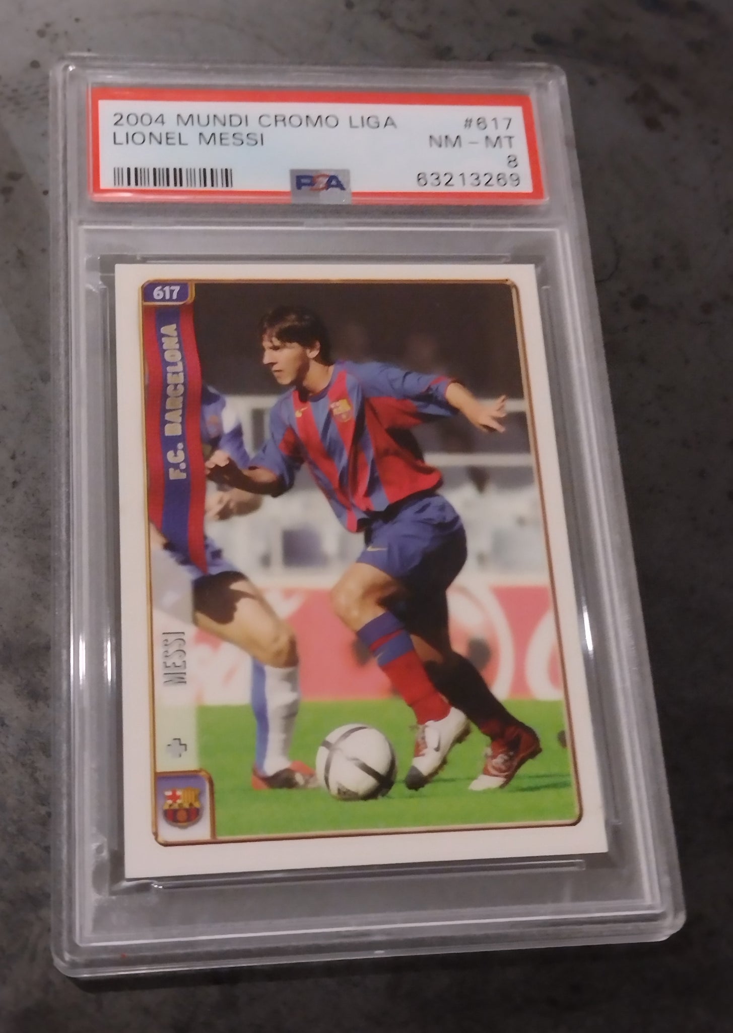 2005 Las Fichas de La Liga Mundicromo Lionel Messi #617 PSA 8 Rookie Card