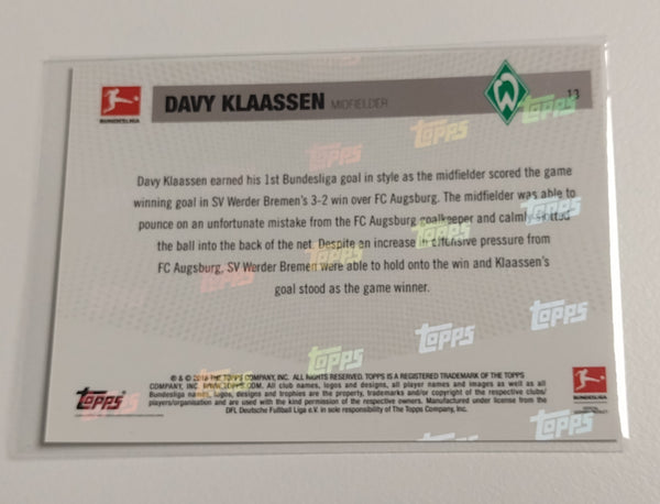 2018-19 Topps Now Bundesliga #13 Davy Klaassen Trading Card