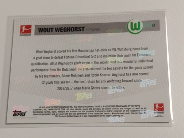 2018-19 Topps Now Bundesliga #91 Wout Weghorst Trading Card