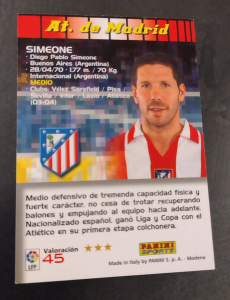 2004-05 Panini Mega Cracks La Liga Diego Simeone #45 Trading Card