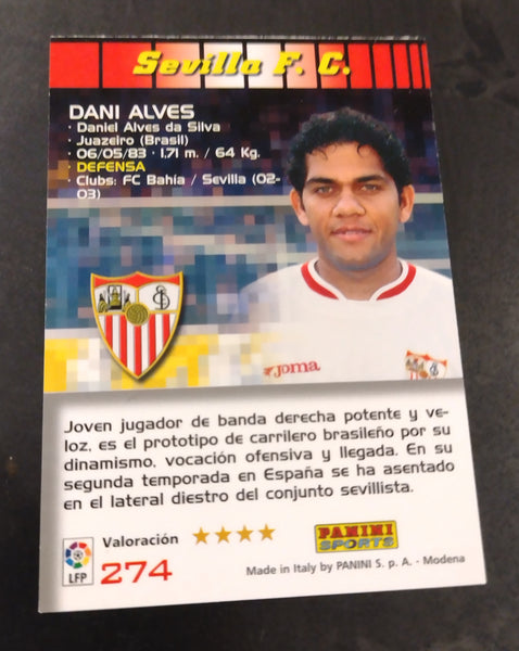 2004-05 Panini Megacracks La Liga Dani Alves #274 Rookie Card