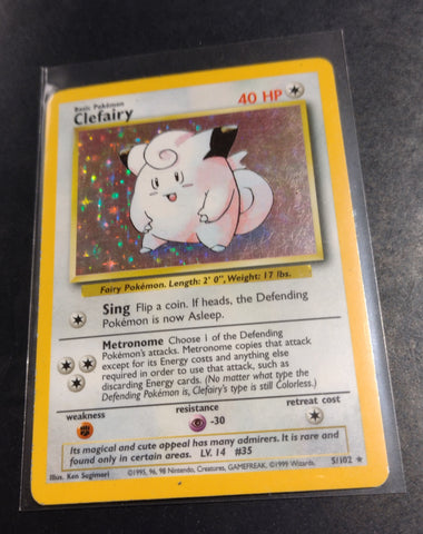 Pokemon Base Clefairy #5/102 Holo Trading Card