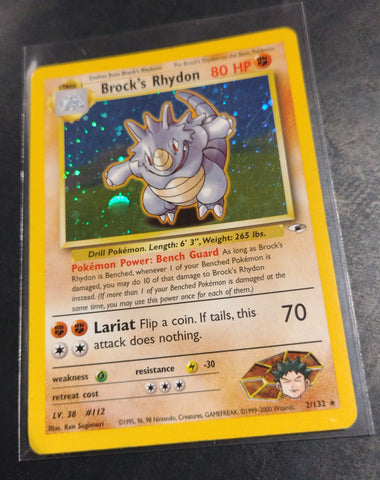 Pokemon Gym Heroes Brock's Rhydon #2/132 Holo Trading Card